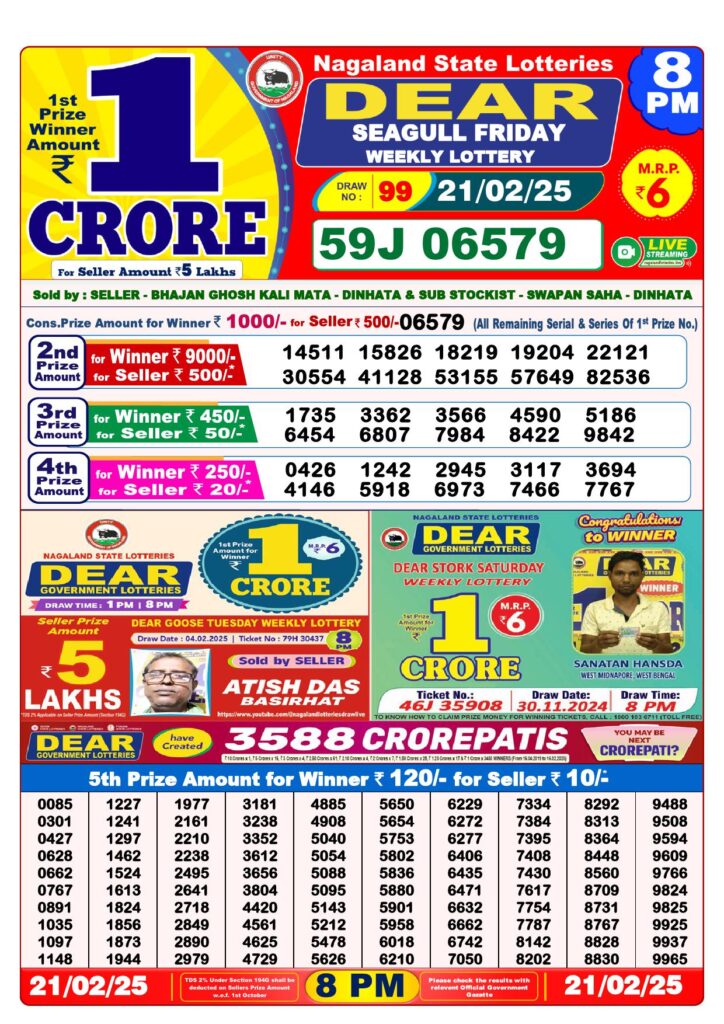 Dear lottery result 8pm